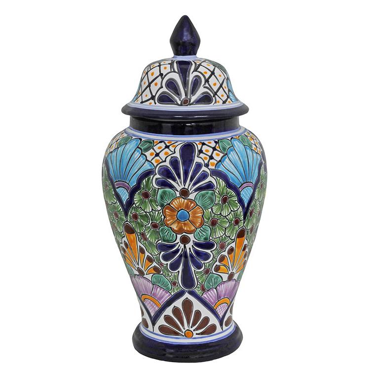 Talavera Mexican Pottery Large Ginger Jar with Lid - Centerville
