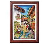 Campesino y Burro Carved Relief Painting